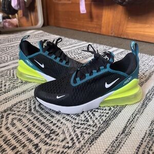 Nike Kids Air Max 270 Black Teal Neon Green Sneakers